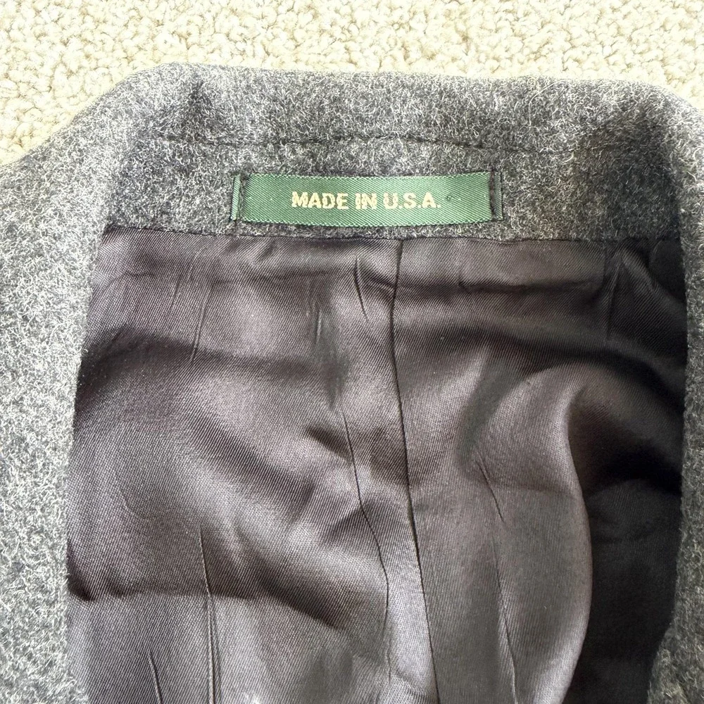 Town & Country Coat Mens 44 Gray Wool Tweed Overcoat Lined Button Made USA